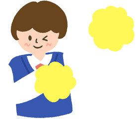 응원 귀여운 교복 입은 여자 학생 손그림