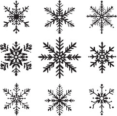 Set of Detailed Snowflake Icons

