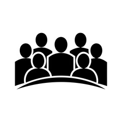 Modern Graphic Icon Depicting Diverse Group of People Communicating Together