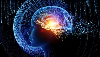 Obraz premium Abstract brain, digital connections