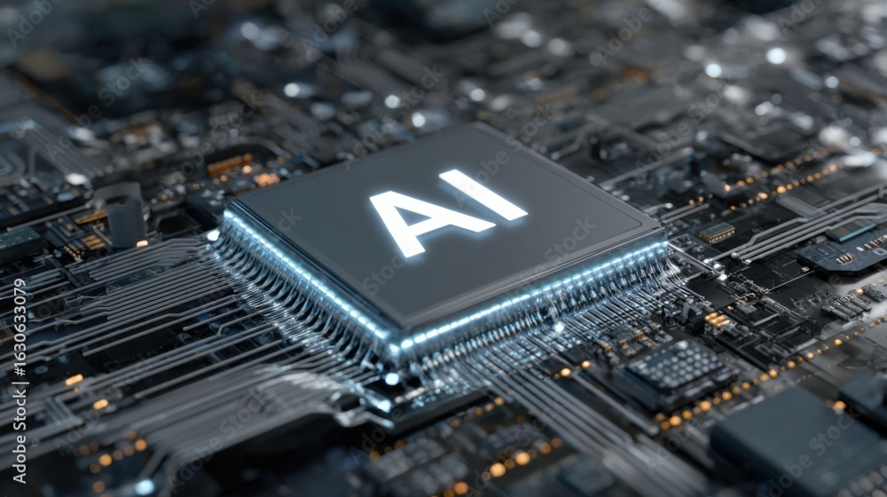 Poster a processor chip with the letter ai on it