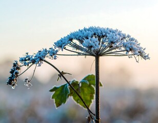 Frosty plant in soft morning light