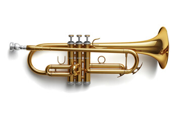 Obraz premium golden trumpet musical instrument, isolated on a transparent background
