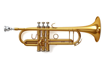 Obraz premium golden trumpet musical instrument, isolated on a transparent background
