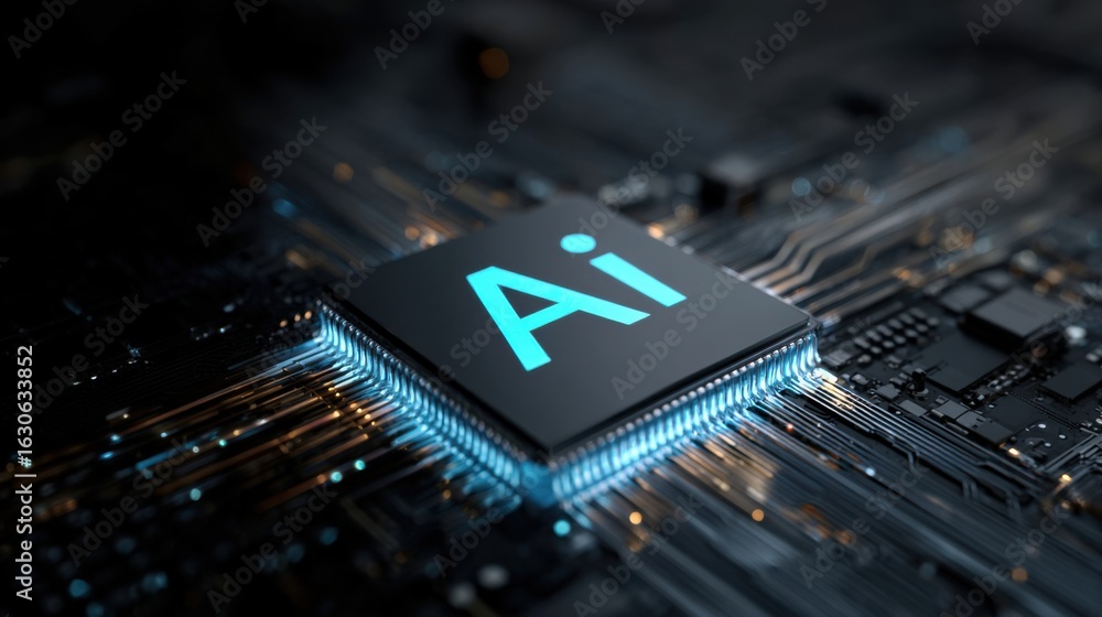 Poster a processor chip with the letter ai on it