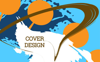 Multicolored background. Paint strokes and geometric elements. Notebook or notepad cover design. Unusual creative background.