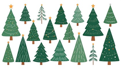 Fototapeta premium Festive Christmas trees collection