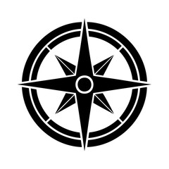 A striking black and white compass rose design symbolizing direction and exploration © Sumon