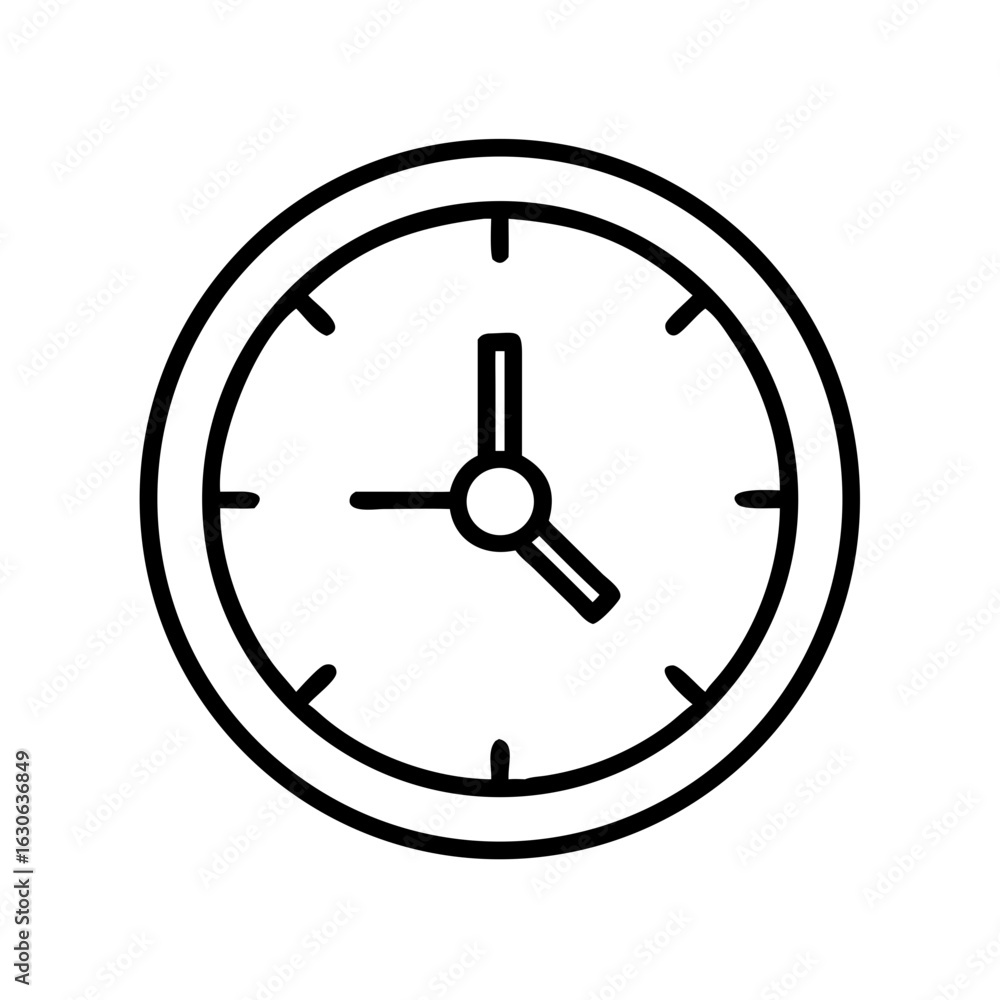 Poster clock icon in minimalist style with simple lines and clear details