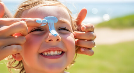 Child-safe Sunscreen on Kid's Nose