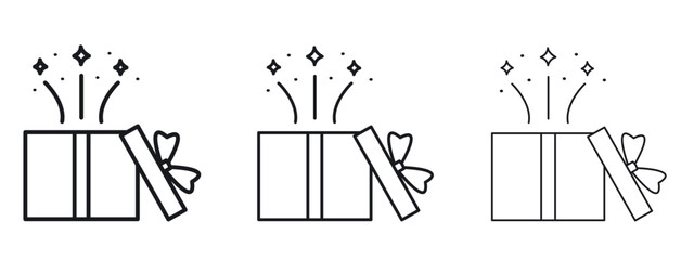 Open gift box icon simple line design - Simple Vector Illustration