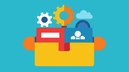 Cognitive Toolkit A toolbox filled with tools such as gears a brain and a gearwheel representing various ods and technologies for enhancing cognitive function.