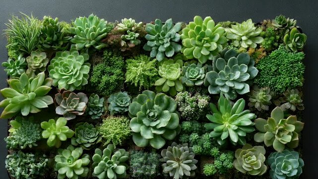 Vibrant Succulent Garden Arrangement: Lush Green Plants and Diverse Textures Close-Up