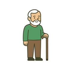 illustration elderly man with a cane vector on white background
Vector illustration icon on white background