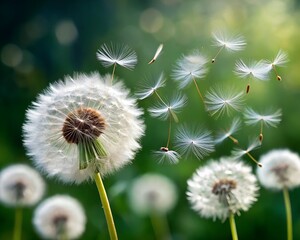dandelion on green background