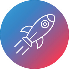 Rocket Line Gradient Circle Background Icon