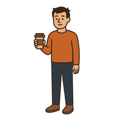 illustration man with a cup of coffee vector on white background
Vector illustration icon on white background
