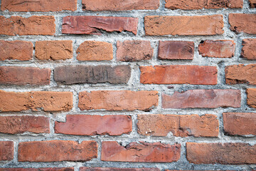 Wysokiej jakości tekstura przedstawiająca stary mur z czerwonej cegły. 