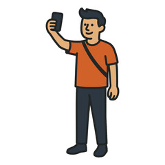 illustration blogger with phone vector on white background
Vector illustration icon on white background