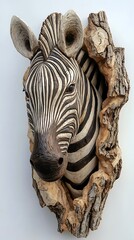 Sculpture, Zebra Wood Carving, Abstract Image, Texture, Pattern Background, Wallpaper, Smartphone, PC, Laptop Cover and Screen, 9:16 and 16:9 Format
