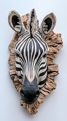 Sculpture, Zebra Wood Carving, Abstract Image, Texture, Pattern Background, Wallpaper, Smartphone, PC, Laptop Cover and Screen, 9:16 and 16:9 Format