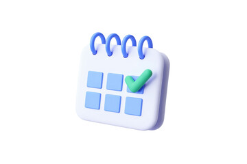 3d calendar icon with checkmark symbol for planning and scheduling purposes illustration stylish