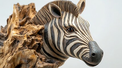 Sculpture, Zebra Wood Carving, Abstract Image, Texture, Pattern Background, Wallpaper, Smartphone, PC, Laptop Cover and Screen, 9:16 and 16:9 Format