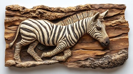 Sculpture, Zebra Wood Carving, Abstract Image, Texture, Pattern Background, Wallpaper, Smartphone, PC, Laptop Cover and Screen, 9:16 and 16:9 Format