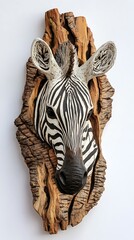 Sculpture, Zebra Wood Carving, Abstract Image, Texture, Pattern Background, Wallpaper, Smartphone, PC, Laptop Cover and Screen, 9:16 and 16:9 Format
