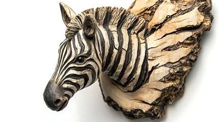 Sculpture, Zebra Wood Carving, Abstract Image, Texture, Pattern Background, Wallpaper, Smartphone, PC, Laptop Cover and Screen, 9:16 and 16:9 Format
