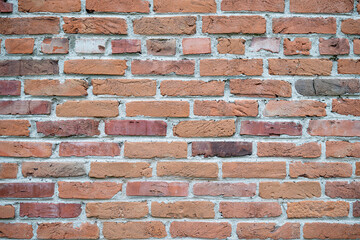 Wysokiej jakości tekstura przedstawiająca stary mur z czerwonej cegły. 