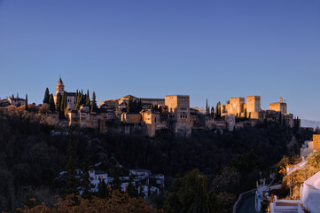Fototapeta premium Sunrise over the Alhambra in Granada.