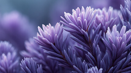 Lavender Blooms: Soft purple flower close-up for web design, marketing. Dreamy, floral background with serene aesthetic, detailed textures.