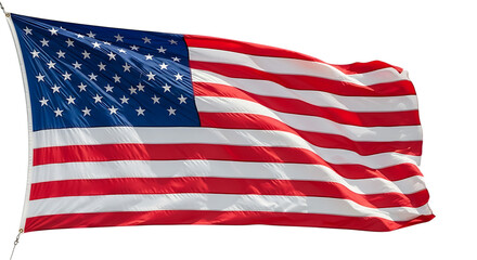 Fototapeta premium American flag waving proudly against a black background symbolizing freedom and patriotism with bold red and white stripes and fifty white stars