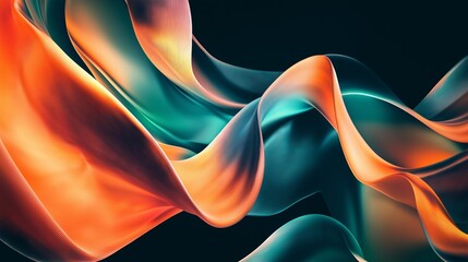 Vibrant fabric ribbons swirl together in a dynamic composition showcasing movement and color