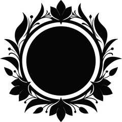 Floral Emblem Silhouette: An elegant and intricately designed floral emblem, captured in striking silhouette, creates a sense of timeless beauty and artistic design.