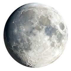 Waxing gibbous moon phase isolated on transparent background  
