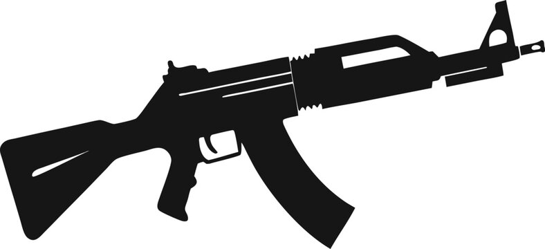 Weapon silhouette: An artistically rendered silhouette of a weapon, standing as a symbol of weaponry and war, devoid of unnecessary detail and defined by stark contrast. 