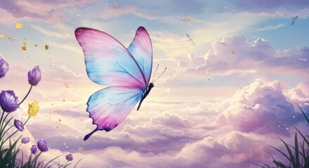 Butterfly in a pastel sky
