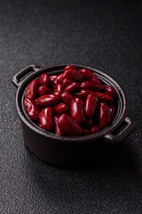 Red beans canned as an ingredient for cooking healthy or vegetarian food. Canned beans