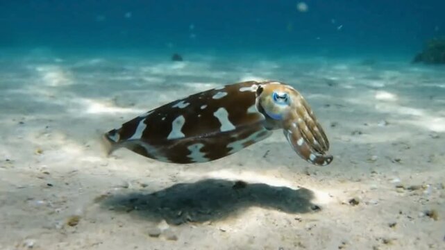 Graceful Cuttlefish Gliding Underwater: A Mesmerizing Display of Marine Life in Motion