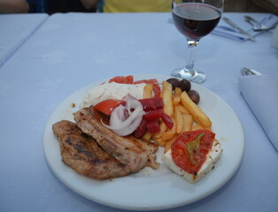 grilled steak with red wine