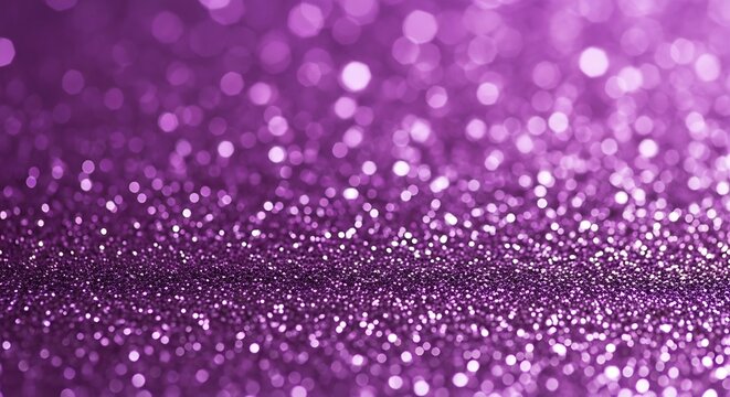 Shimmering purple glitter texture with defocused sparkling lights in the background.