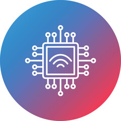 Smart Chip Line Gradient Circle Background Icon