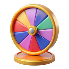 3d colorful spinning wheel of fortune isolated on transparent background
