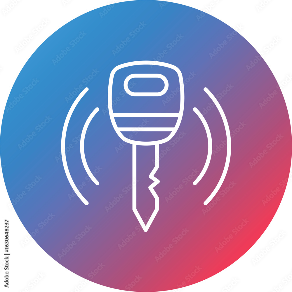 Poster smart key line gradient circle background icon