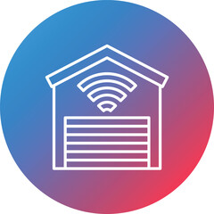 Smart Garage Line Gradient Circle Background Icon