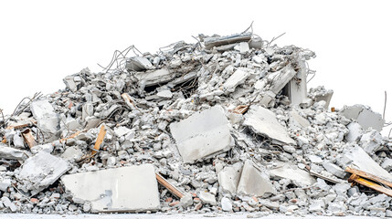 Urban ruins: partially demolished building debris and rubble