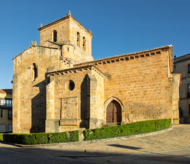 Side view of San Juan de Rabanera Church in Soria, Spain