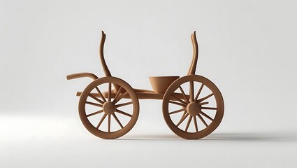 Fototapeta premium Wooden cart with spoked wheels and curved handles image